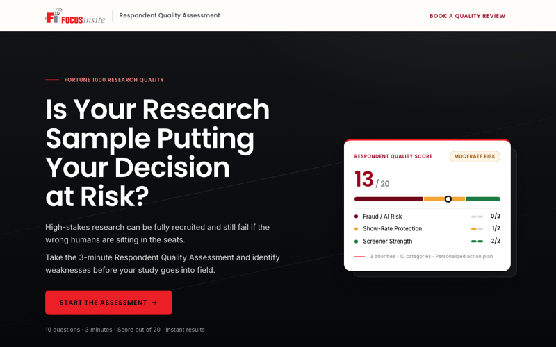 Fortune 1000 Respondent Quality Assessment — landing page